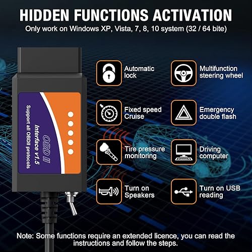 Miniatura 5 de ELM327 OBD2 Adaptador USB para Windows, ELMconfig Escáner con MS CAN/HS CAN Switch para escanear F150 F250 Coche y camión ligero Comprobar la luz