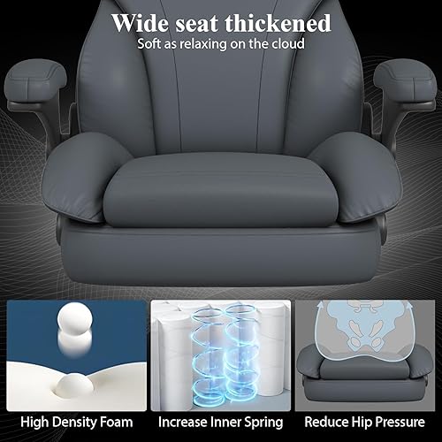 Miniatura 6 de Silla de escritorio de oficina, silla ejecutiva de cuero de oficina, silla de escritorio de espalda alta ergonómica para el hogar con brazos