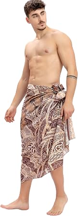 LA LEELA Mens Beach Swimwear Casual Vacation Lava Lava Wrap for Men