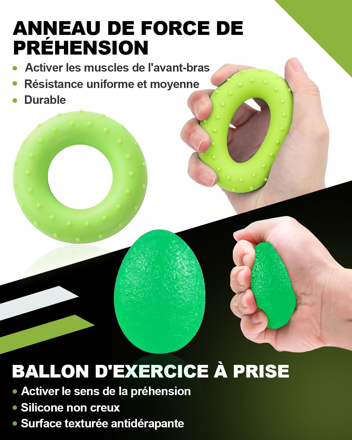 Hand Grip Musculation Kit Vert - Entraîneur Intelligent avec Compteur, Renforcement de Main et Avant-Bras, Pince de Musculation de 5 Réglages (10-100kg), Exerciseur de Doigts avec Poignée
