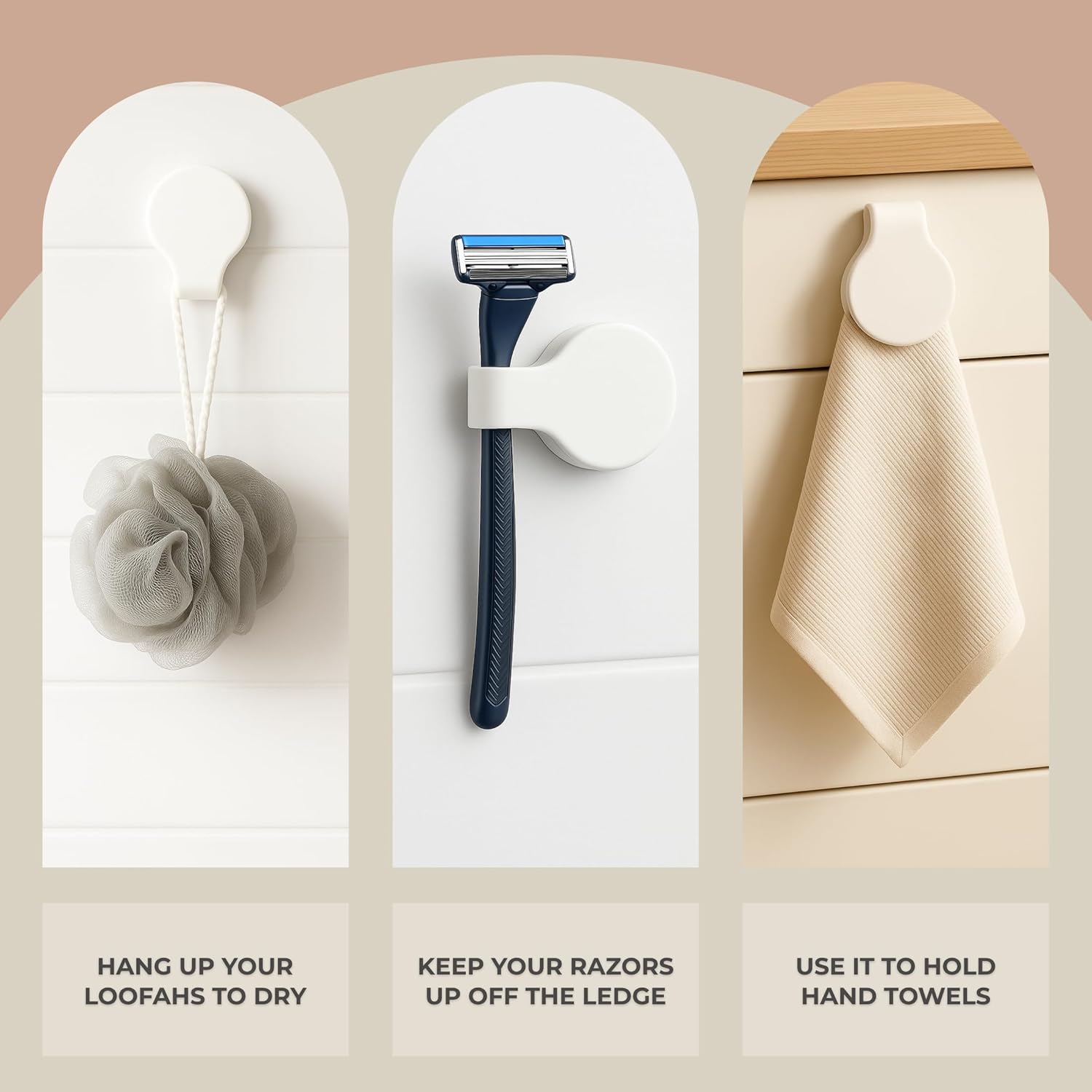 4 Pack Self Adhesive Shower Curtain Clips – Wall Mounted Clips Keep Curtain Closed and Contain Water Inside Shower – Easy Install Bathroom Splash Guards – Shower Accessories (Bright White)