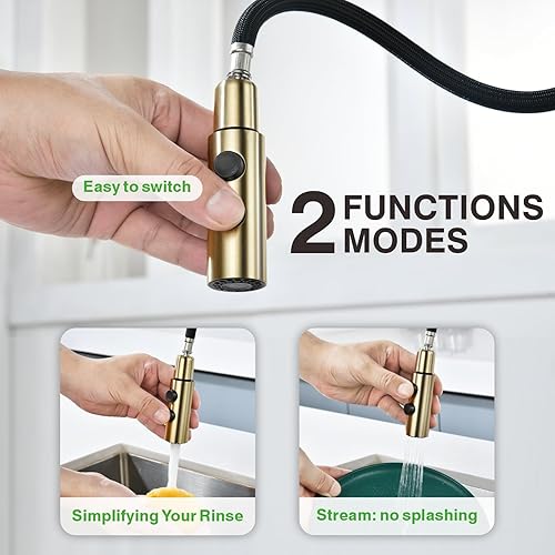 Miniatura 2 de Grifo de cocina, grifo de fregadero de cocina, grifo de fregadero de 2 asas, grifo, grifo de cocina extraíble, grifo con pulverizador, grifo de