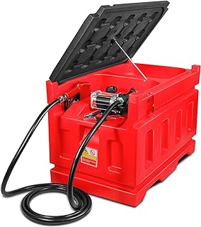 Portable 48 Gallon Fuel Tank with Pump for Gasoline & Diesel, 15GPM High Flow Rate 12V DC Self-Priming Fuel Transfer Pump, 13.1ft Hose, Auto Fueling Nozzle, for Easy Fuel Transportation