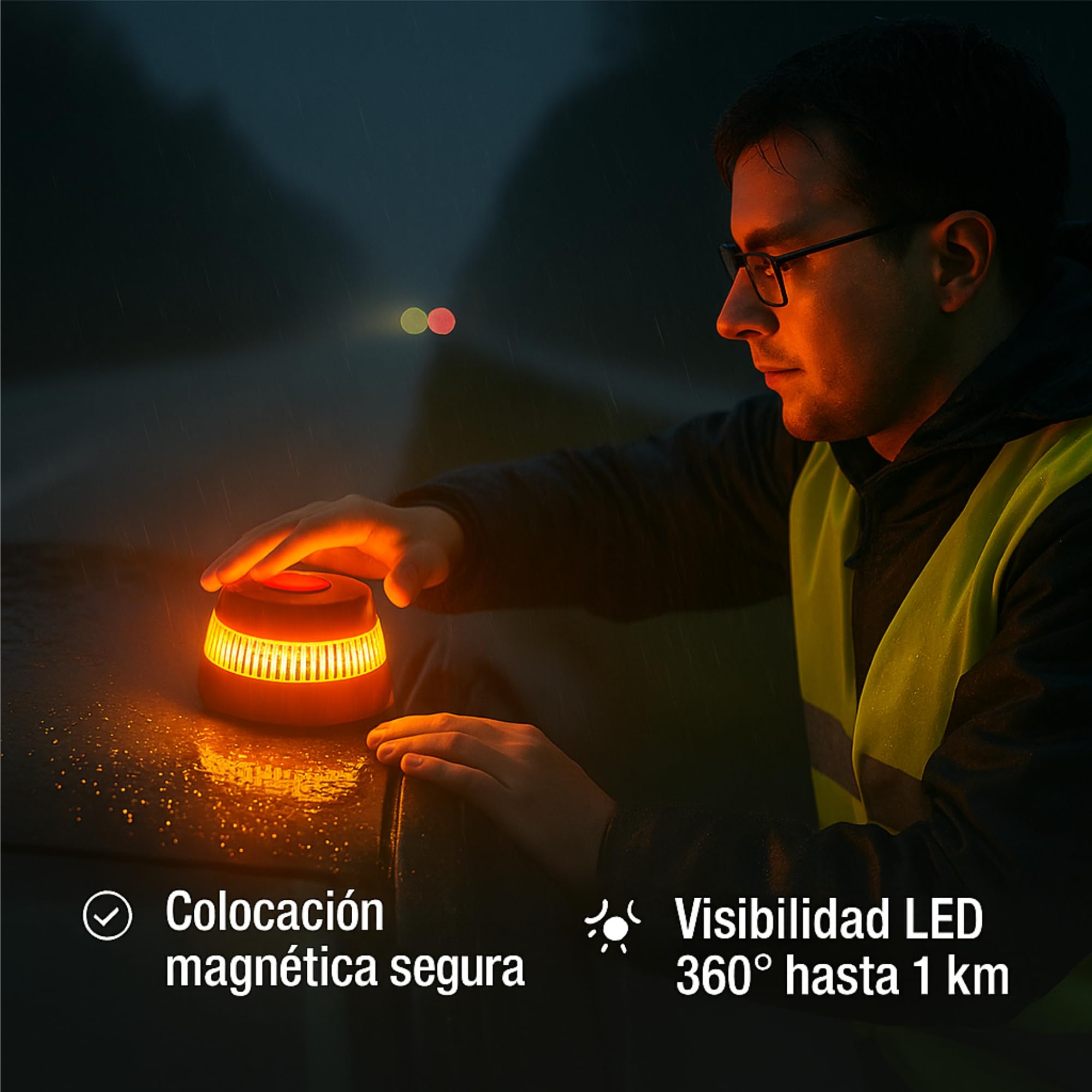 QCM Productos Personalizados Luz Emergencia V16 Geolocalizada Homologada Dgt Ch-009 | Baliza Led Certificada con Conexión Iot Y Geolocalización | Sustituye Triángulos A Partir De 2026
