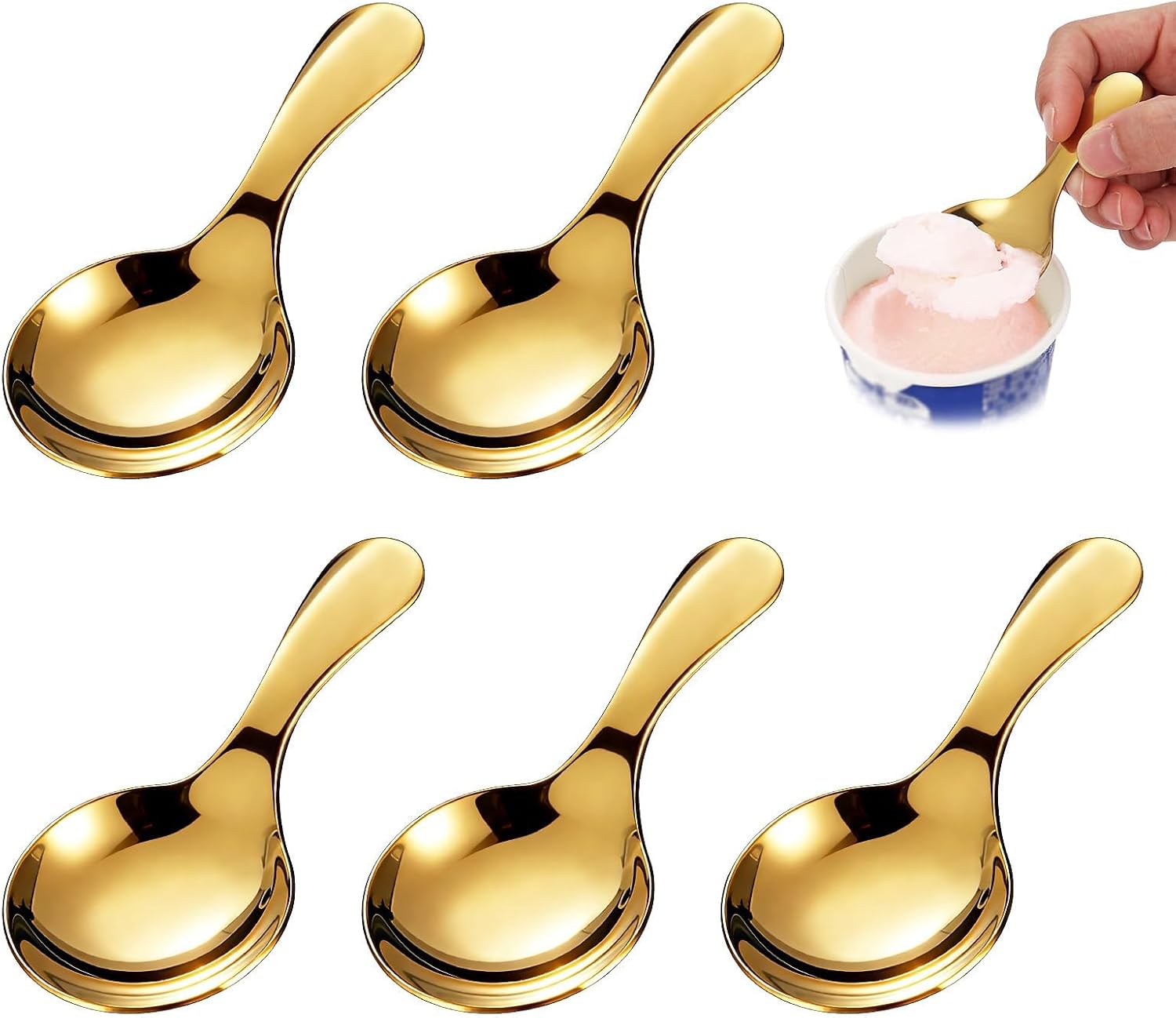Mini Ice Cre Scoop for Canisters, Gold Mini Candy Serving Scoops