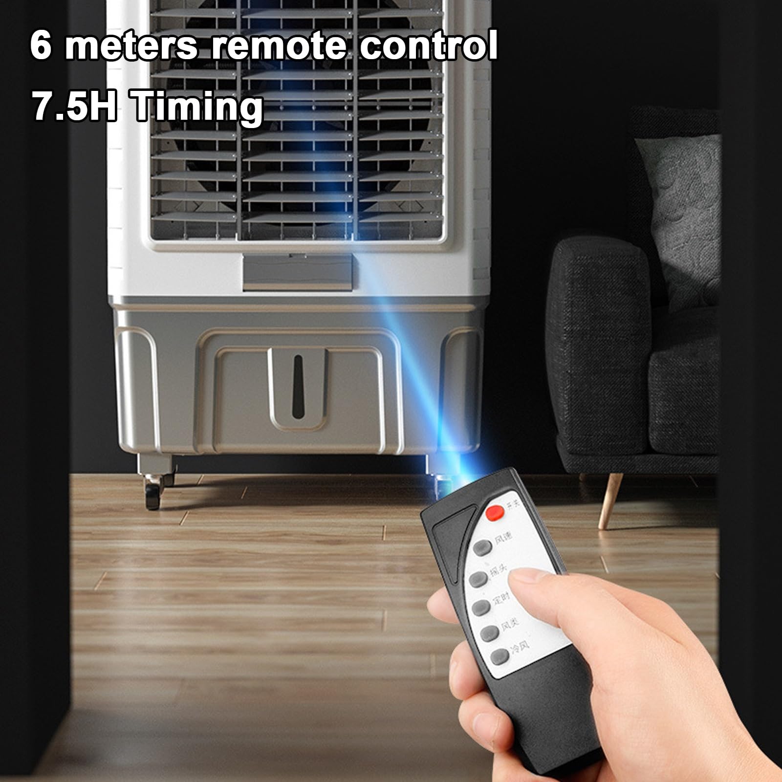 Enfriador Evaporativo, Depósito De Agua De 50 litros, 3 Velocidades, Ventilador con Control Remoto. 55L