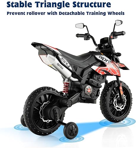 Miniatura 5 de OLAKIDS Motocicleta para niños, 12 V, con licencia BMW, eléctrica, con ruedas de entrenamiento, juguete de bicicleta todoterreno con luces LED,