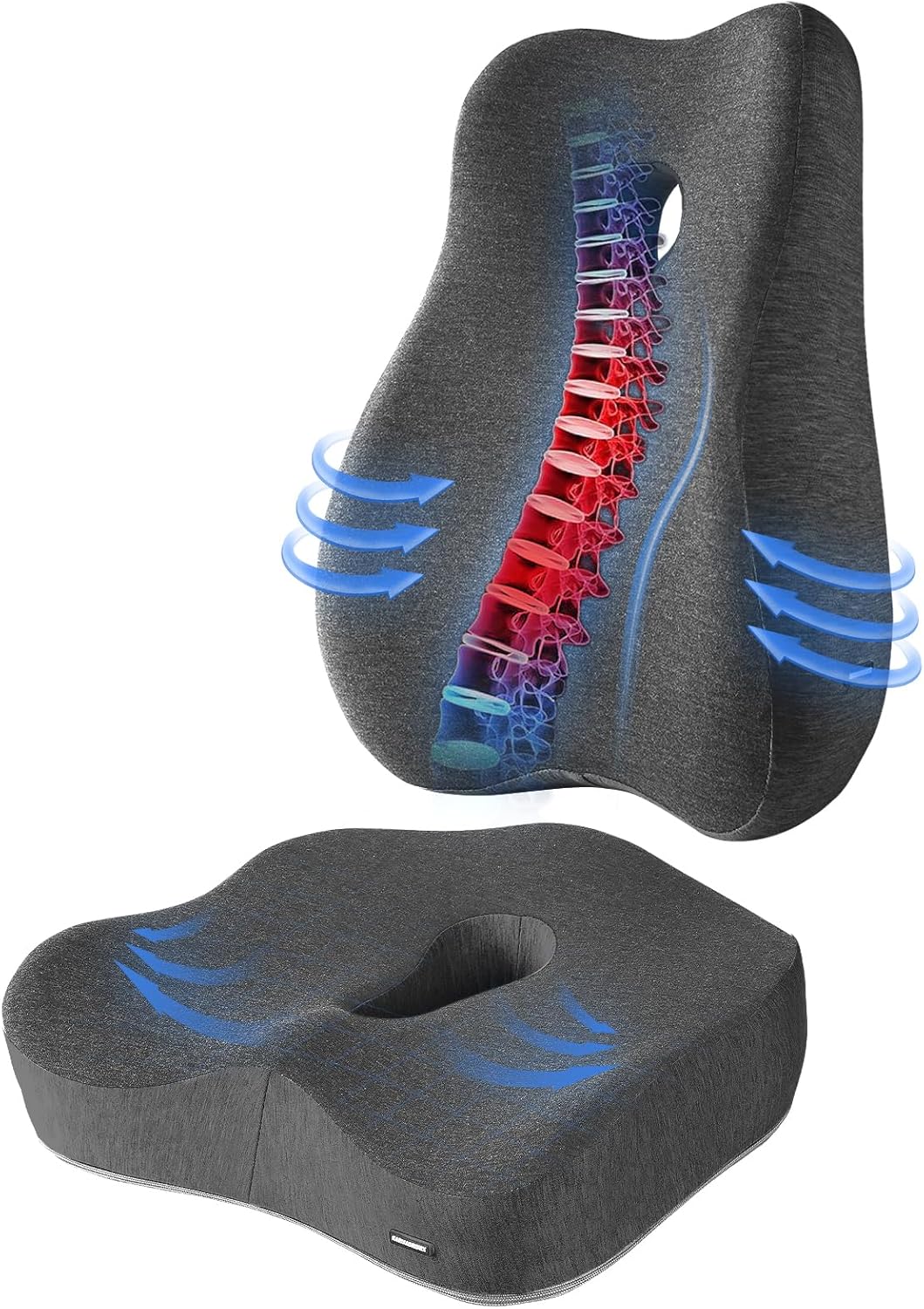 Ultimate Comfort Office Chair Cushion Set - Relieve Sciatica, Back Pain, and Tailbone Discomfort with Lumbar Support Pillow and Seat Cushion - Perfect for Home, Office, and Gaming Chairs