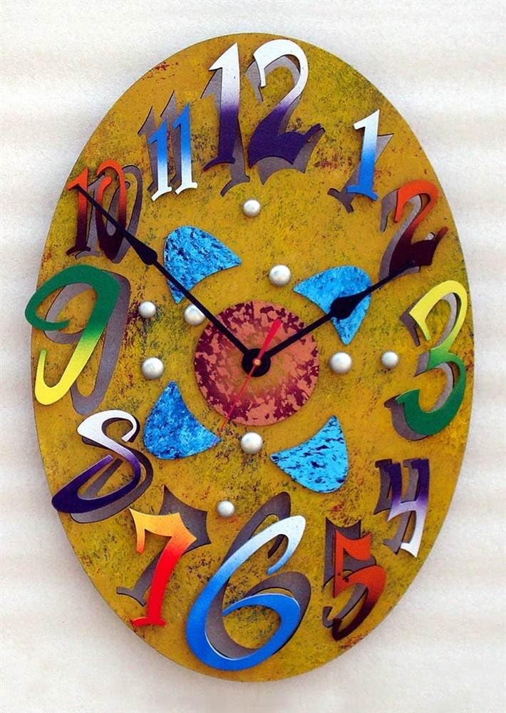 David Scherer Small Oval Wall Clock in Yellow Home & Kitchen