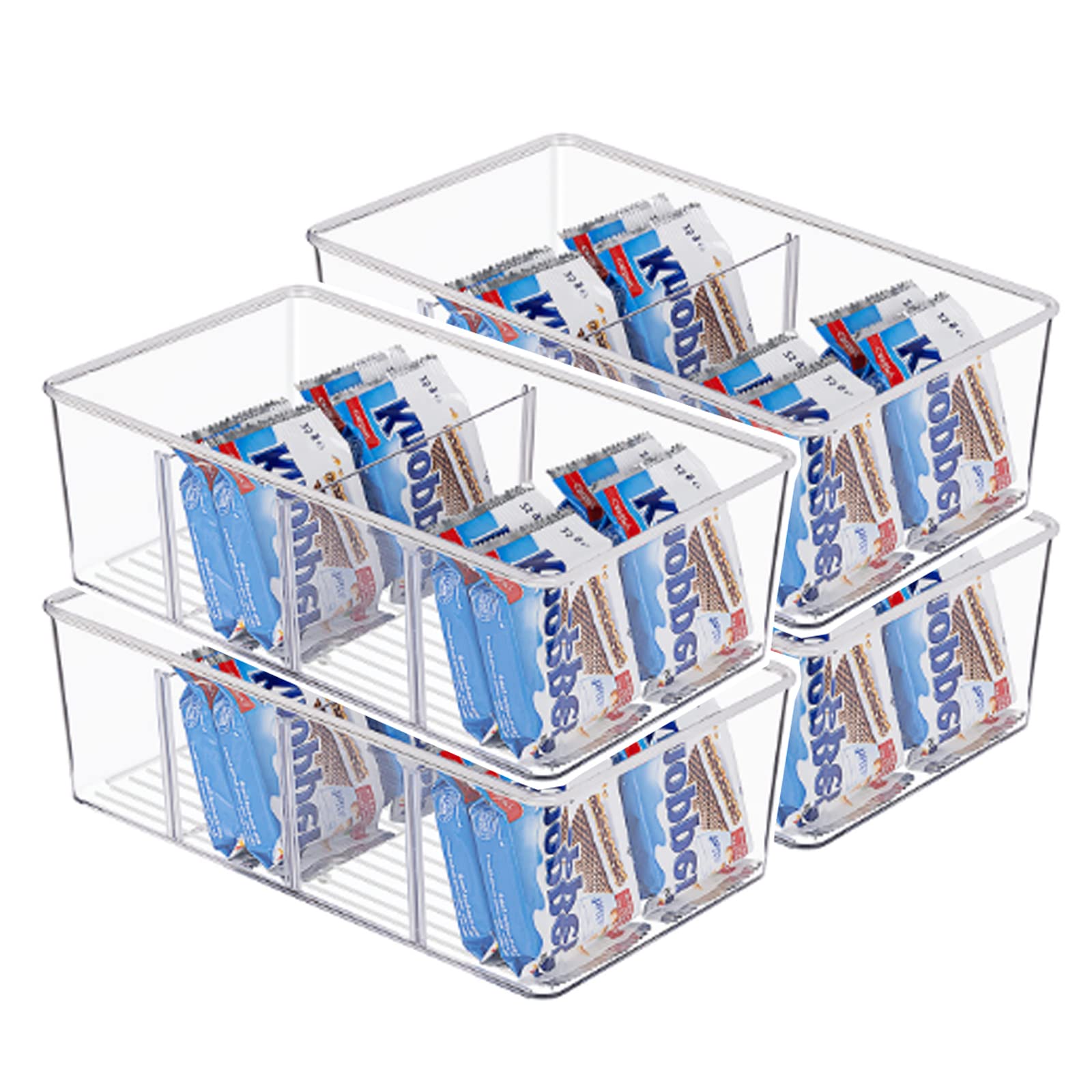 Claro Refrigerador Almacenamiento Organizadores Juego De 4 Organizador De Almacenamiento De Nevera con Compartimentos, El Plastico Cocina Organizador para Despensa, Encimera