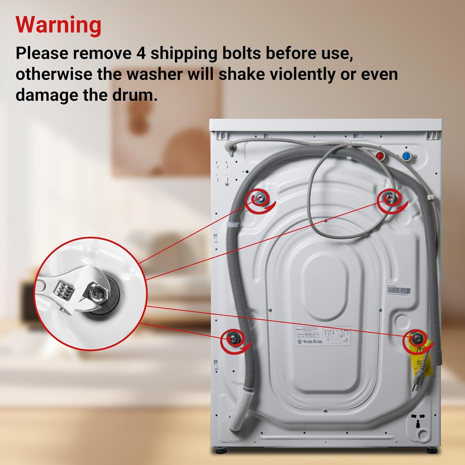 2.7 Cu.Ft Compact Front load Washing Machine, 25" Laundry Washer for Apartment Family Daily Use, Steam, 16 Washing Cycles, 120V, White image 6 of 9 B0CJF97DQ3