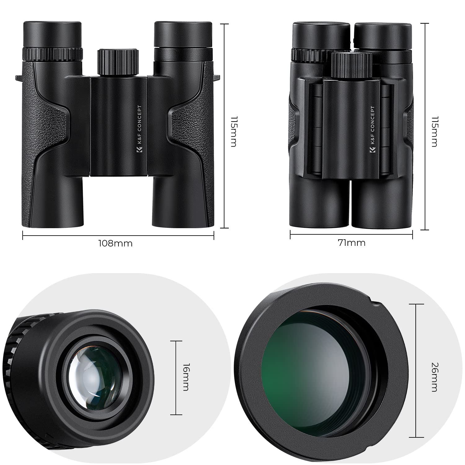 Binocolo Compatto 10x25 AUYAO – Prismi BaK4 E Lenti FMC, Pieghevole Con Borsa, Per Birdwatching E Trekking