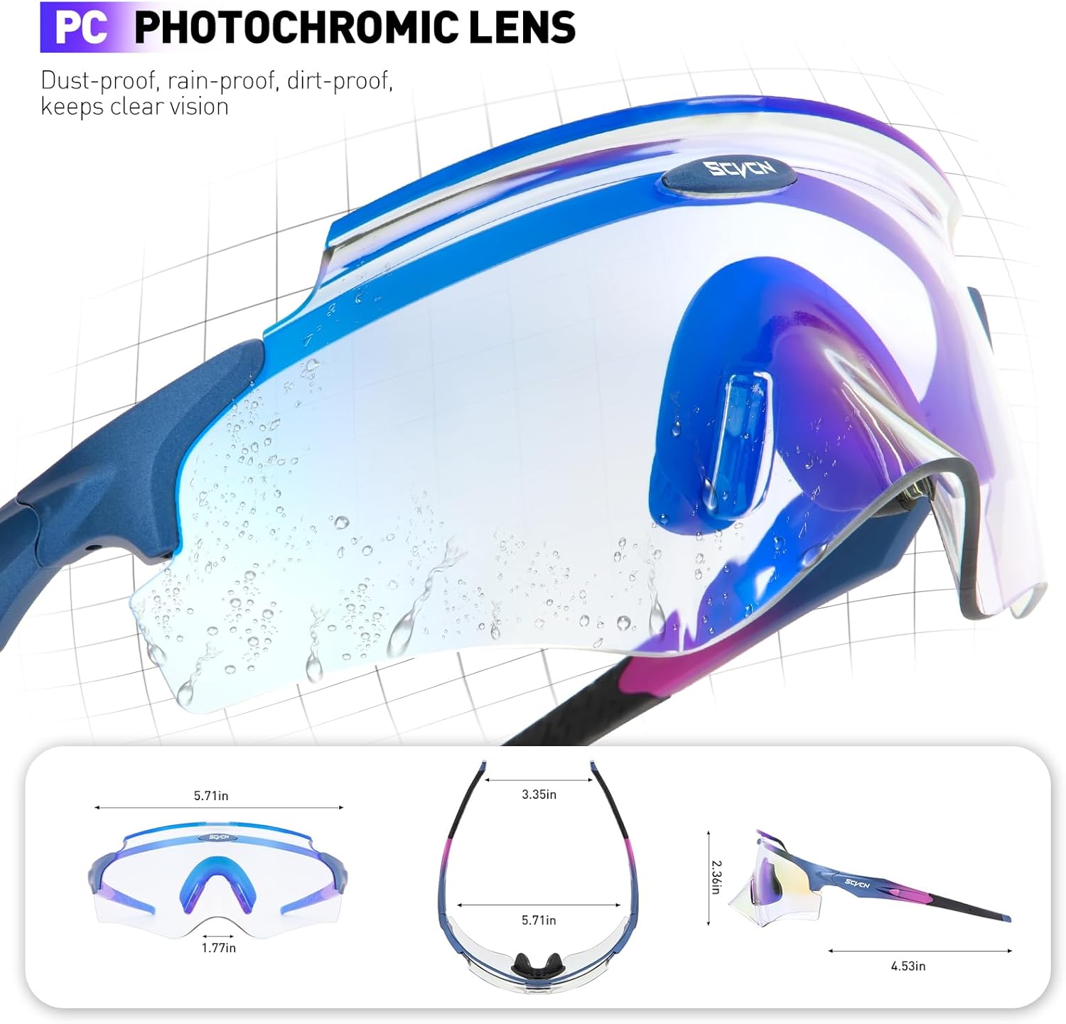 SCVCN Photochromic Cycling Glasses Men Women Wrap Around Sports Sunglasses HD MTB Bicycle Riding Mountain Bike Sunglasses S25 - Image 5