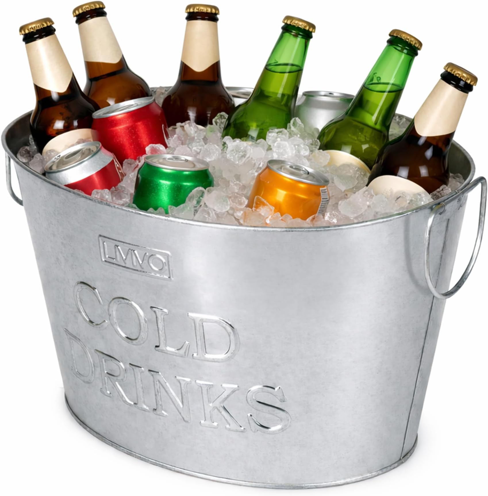 Galvanised Steel 24L Drinks Ice Cool Bucket with Handles - Great for Parties, BBQs and Bars Cooling Bottles, Cans of Beer or Soft Drinks