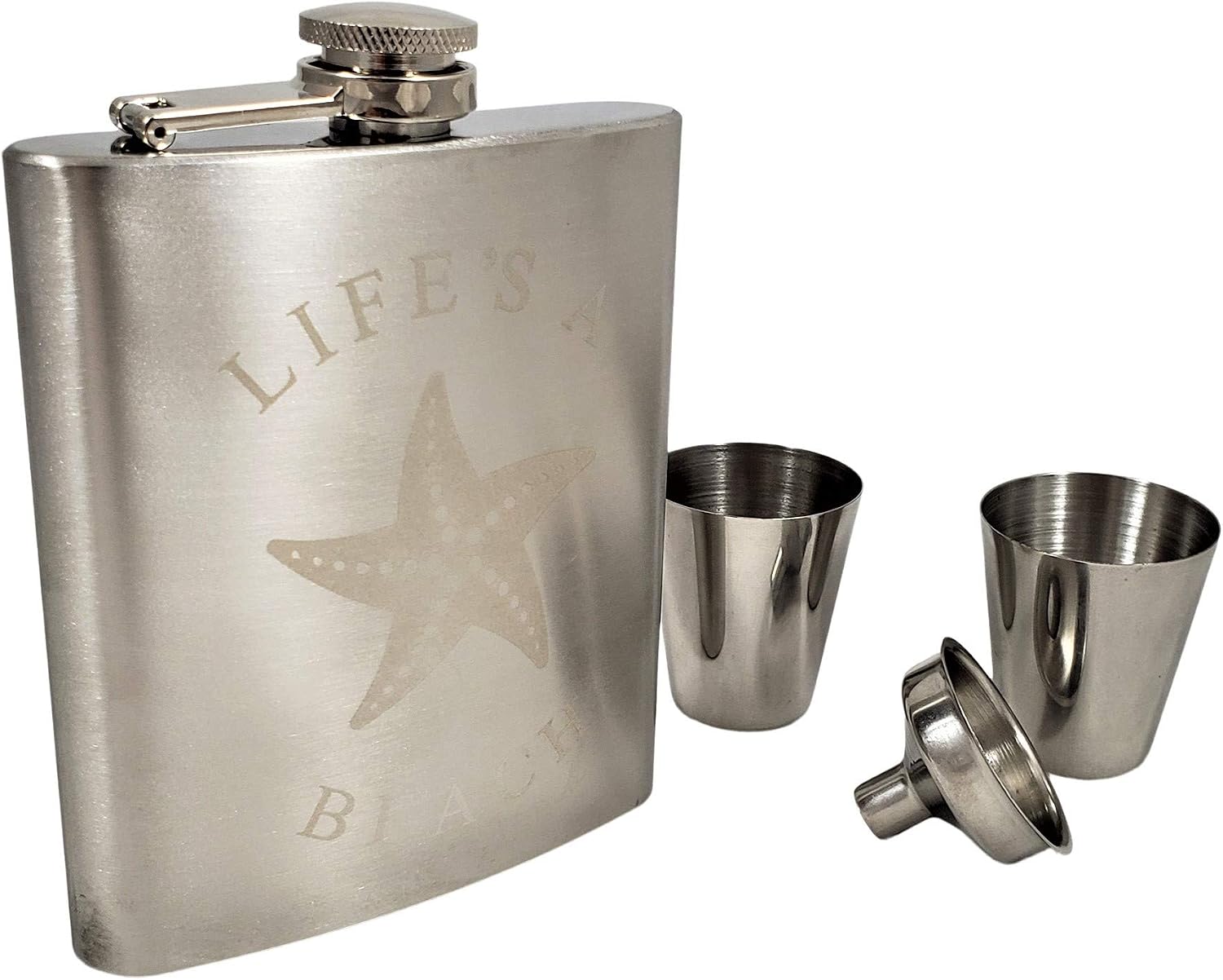 Palm City Products Beach Starfish Flask - 7 oz Flask Gift Set