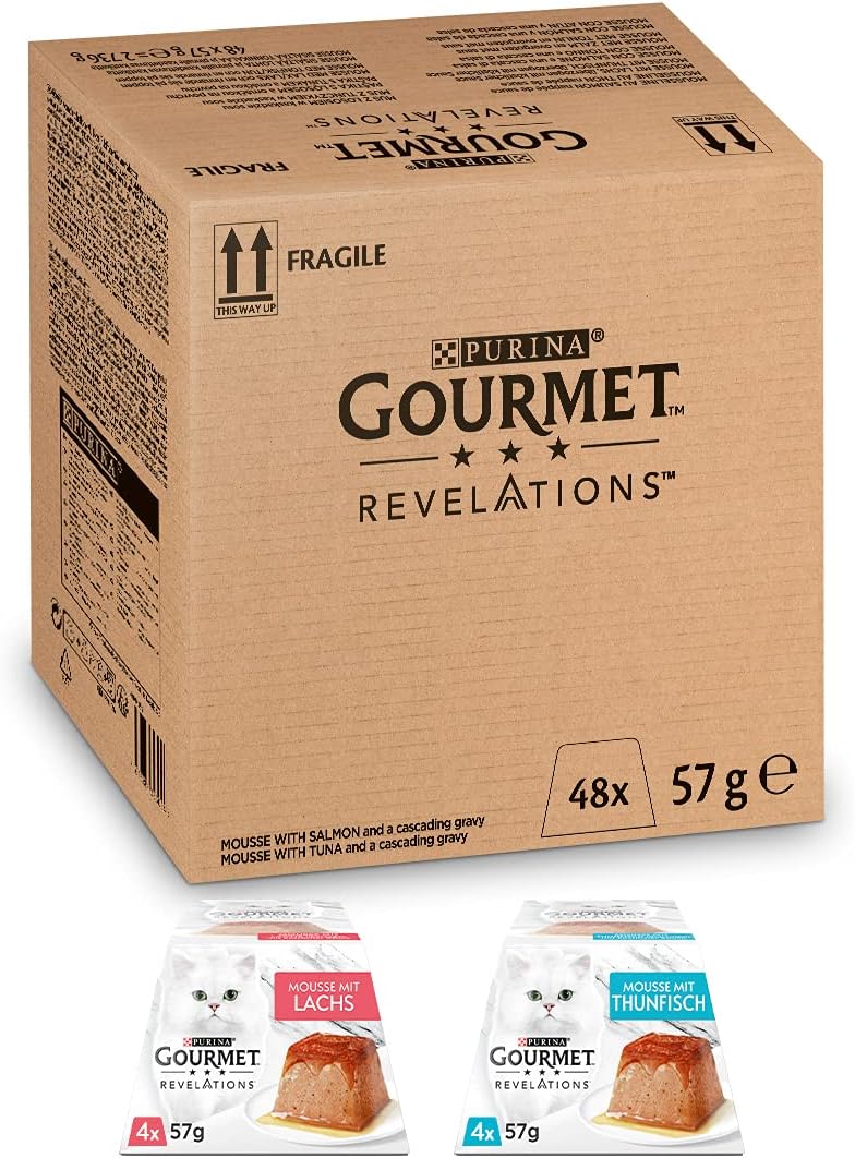 PURINA GOURMET Revelations Mousse Wet Cat Food in Sauce, Salmon & Tuna