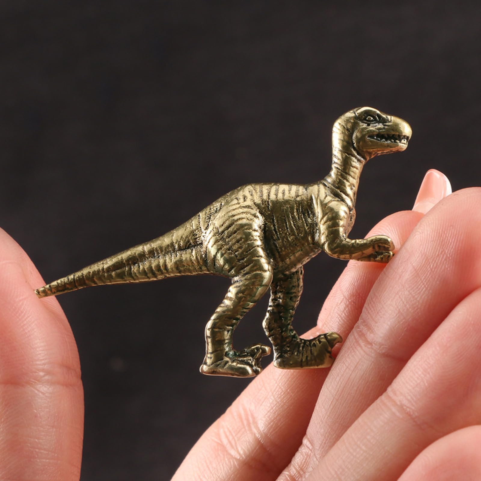 YANGPZFC Small Copper Dinosaur Souvenir Ornament Brass Statue For Desk Decor, Handcrafted Vintage Sculpture, 3