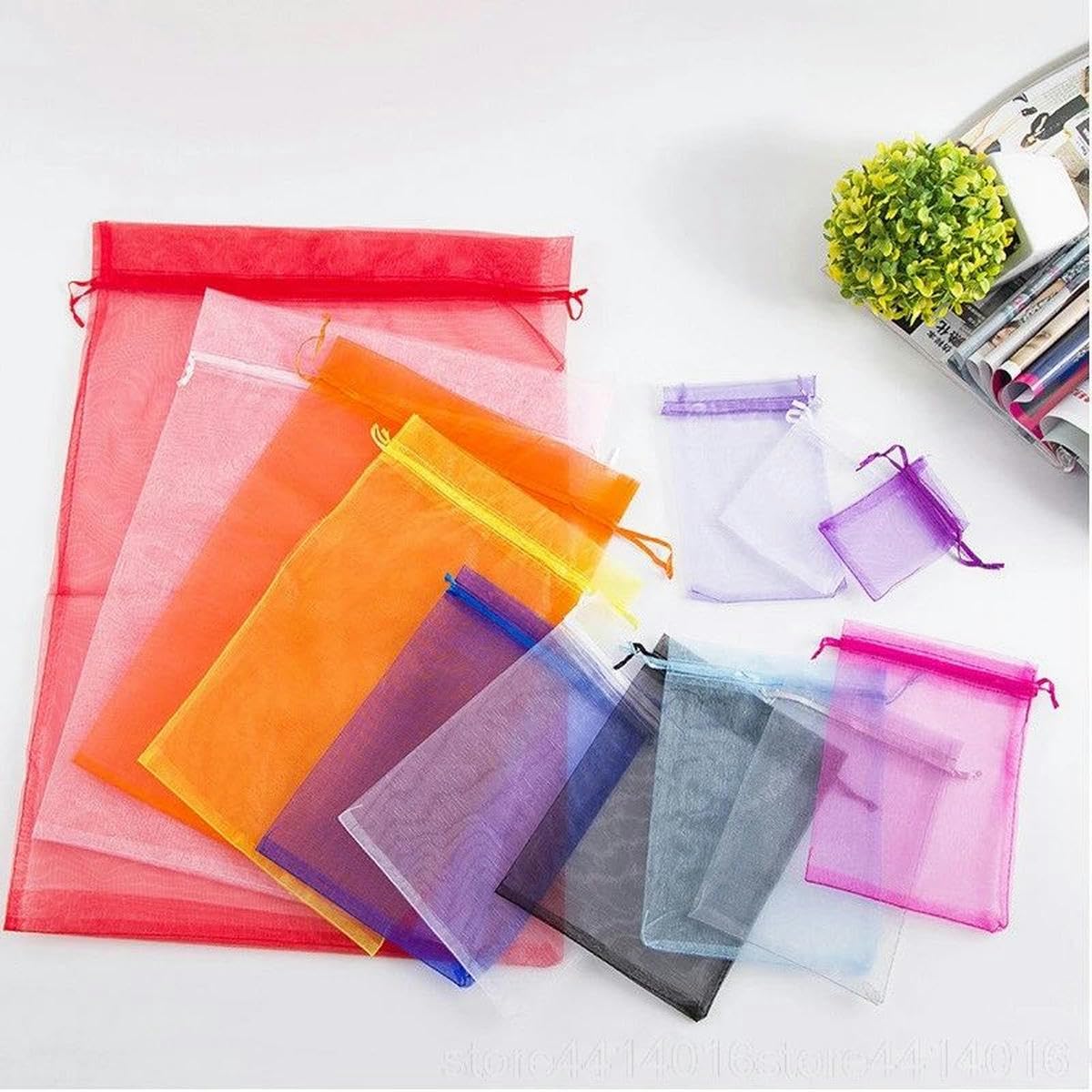 50 sztuk 7X9 9X12 10X15 13X18 cm Organza Worek do pakowania biżuterii dekoracji weselnej