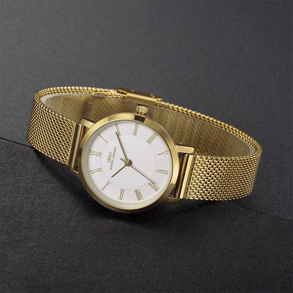 IBSO Relogio Feminino - Reloj de pulsera de acero inoxidable para mujer, de cuarzo, impermeable, malla
