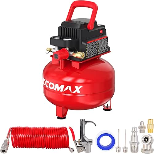 ECOMAX Air Compressor 3 Gallon 110PSI Oil Free Portable Tank