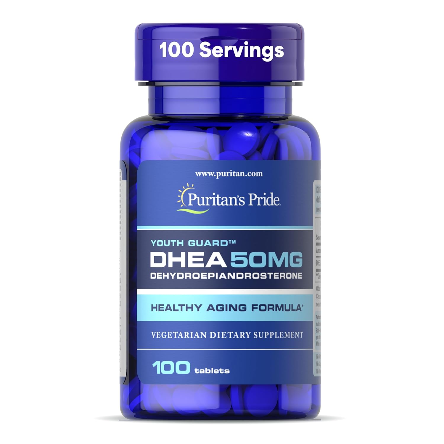 Puritans Pride Youth Guard DHEA for Women and Men 50mg Dietary Supplement for Healthy Aging 3 Month Supply