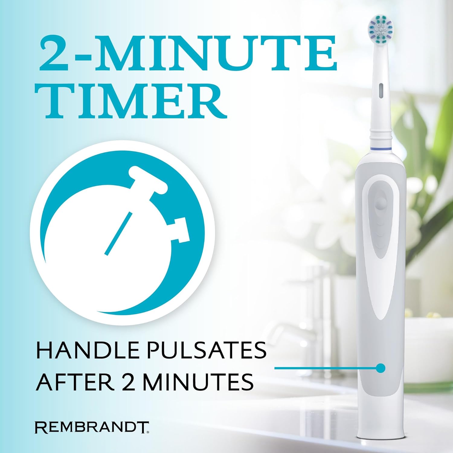 Rembrandt Rechargeable Toothbrush + Brush Heads, 1 Handle, 1 Charger, 4 EasyFlex Flossing Brush Heads