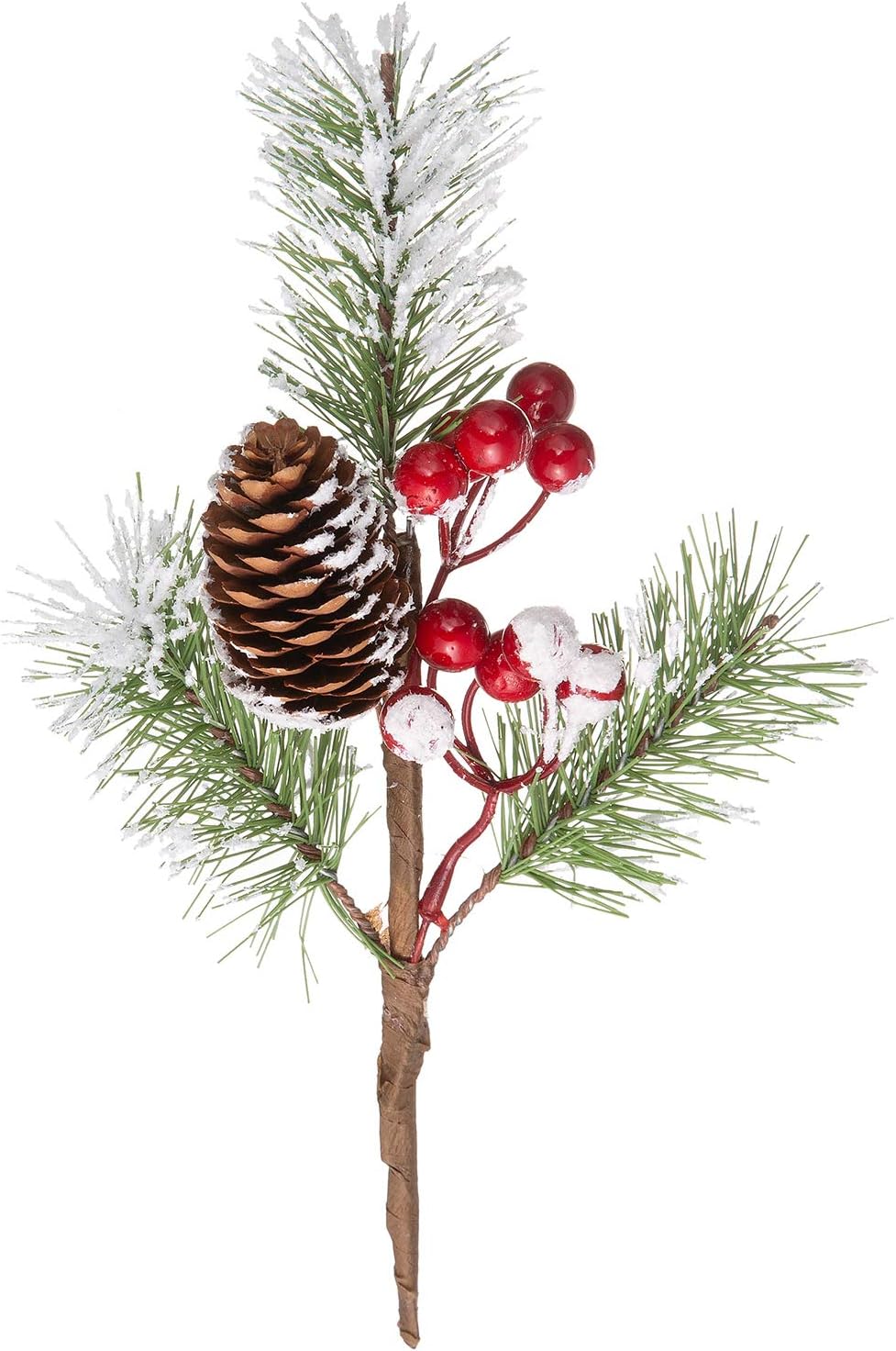 Crafare 12 PC 12 inch Artificial Christmas Floral Picks Assorted Holly Picks Stems Pine Branches Picks Spray with Pinecones Holly Leaves for Floral Arrangement Wreath Winter Holiday Season Décor