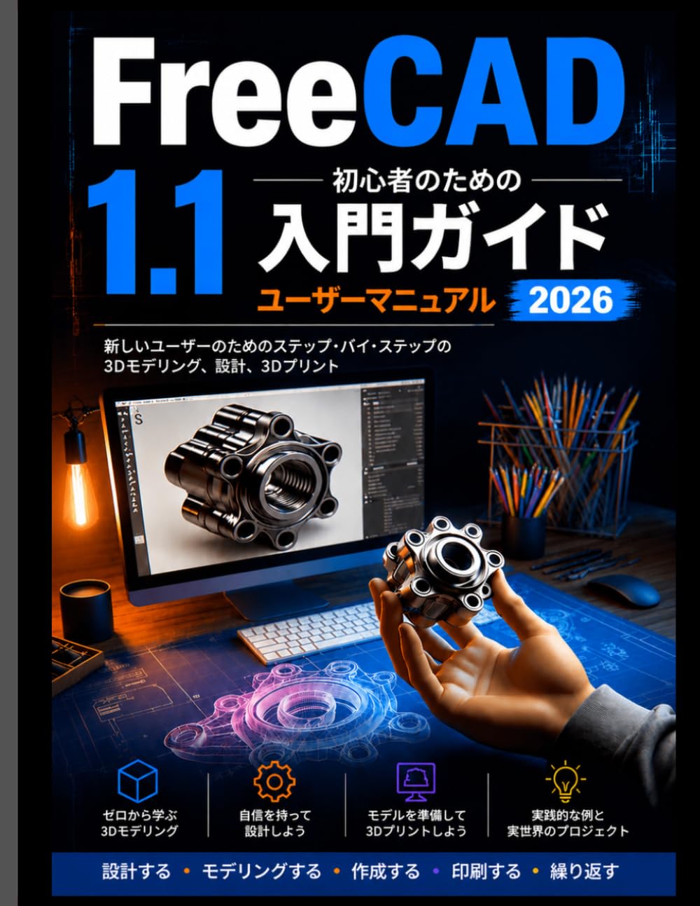 FreeCAD 1.1 初心者向けユーザーガイド 2026: 初心者向け3Dモデリング、デザイン、 印刷のステップバイステップガイド