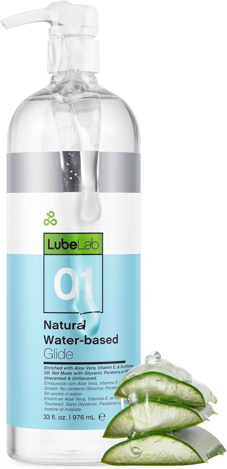 Lubelab Waterbased Lube 33 Fl Oz. Personal Lubricant W/Aloe & Vitamin E, Value Pack, Hypoallergenic, Free of Paraben&Glycerin&PEGs, PH-balanced, Natural Smooth Slippery Glide Gel for Couples Men Women