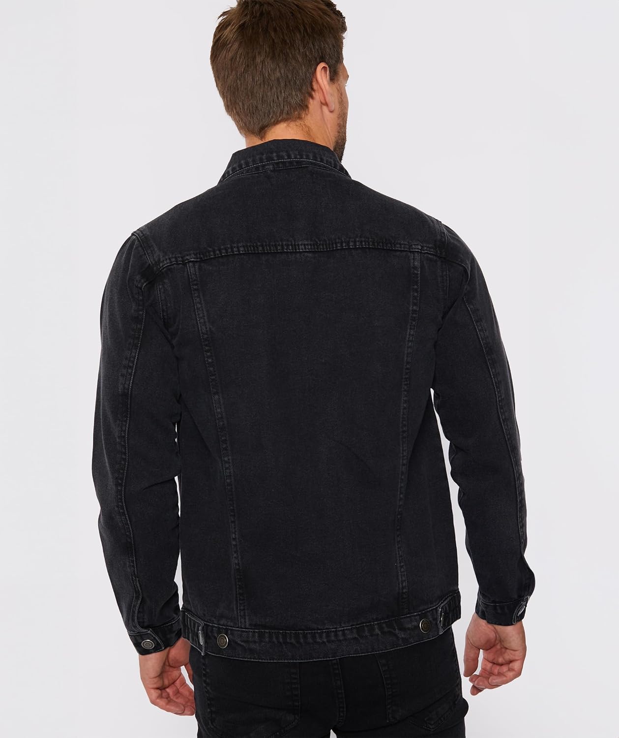 JMOJO Denim Jacket Men - Casual Vintage Regular Fit Button Down Trucker Style – Mens Jean Jackets Stylish Everyday Outerwear - Image 4