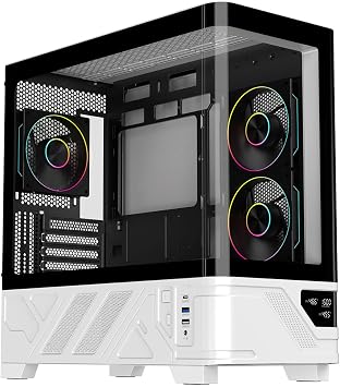 Arctic White Gaming PC Case, Micro ATX Computer Case, 3 ARGB Fans