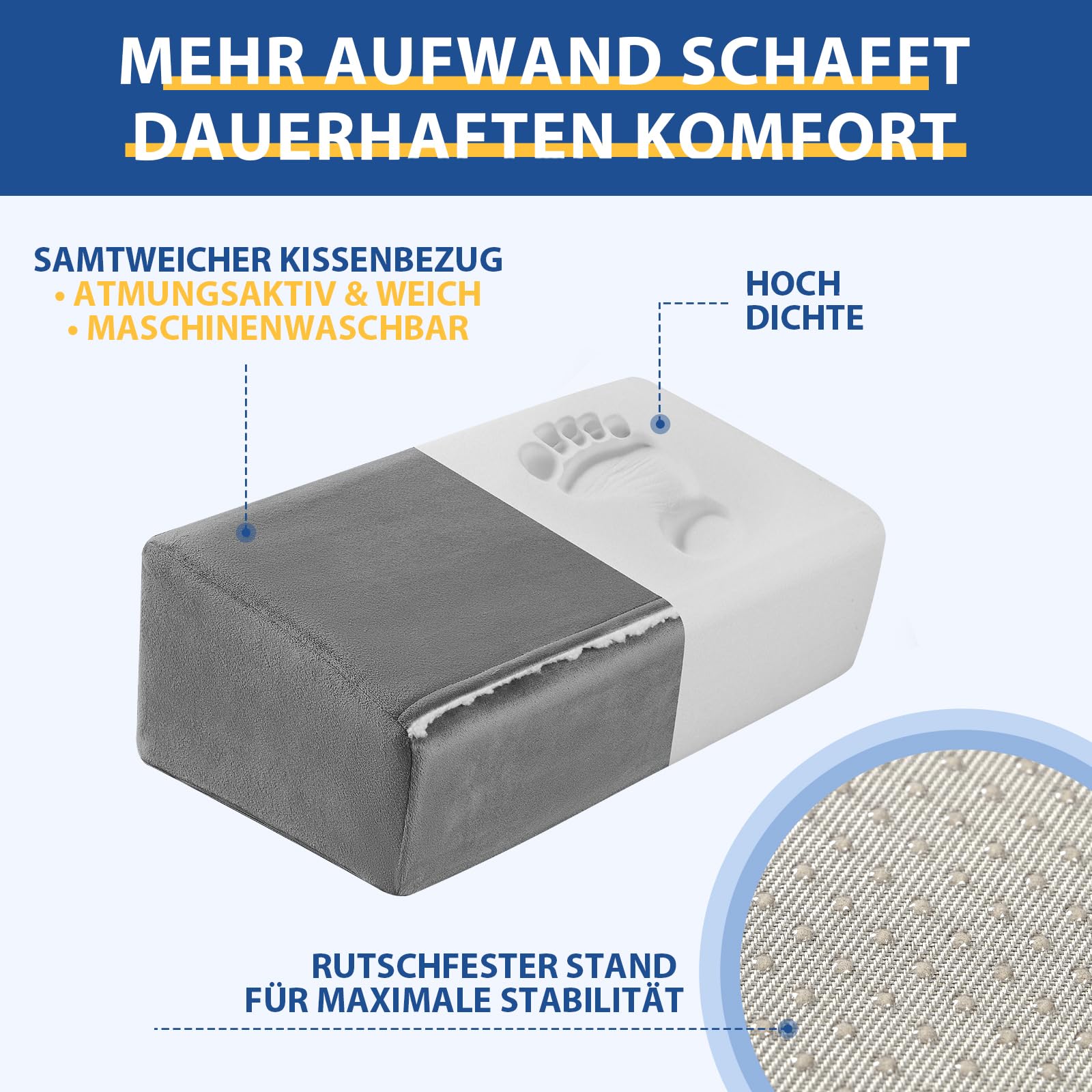 Poggiapiedi per sotto la scrivania in ufficio, poggiapiedi regolabile in altezza, per sedia da ufficio e da gioco, ergonomico, con custodia lavabile, per la casa (grigio)