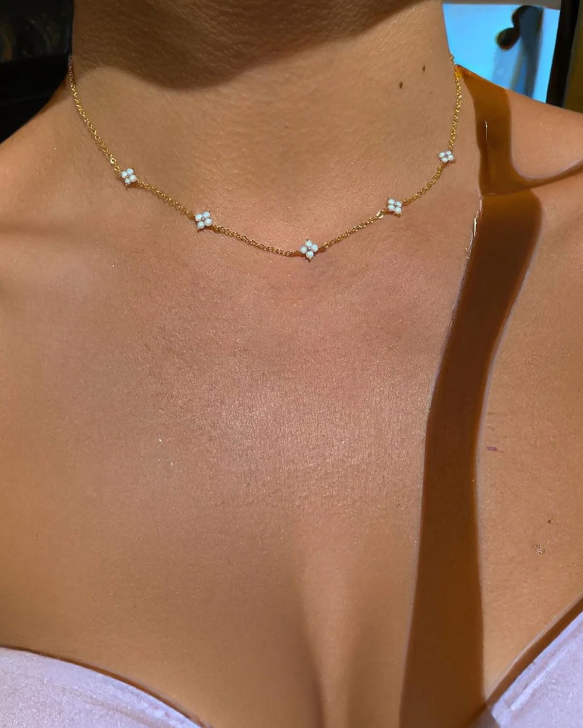 FUNEIA Dainty Silver Gold Necklaces for Women Trendy Non Tarnish 14K Gold Plated Cubic Zirconia Necklace Layered Cute Butterfly Heart Station Choker Necklace Stack for Wedding Prom Brides Jewelry - Image 8