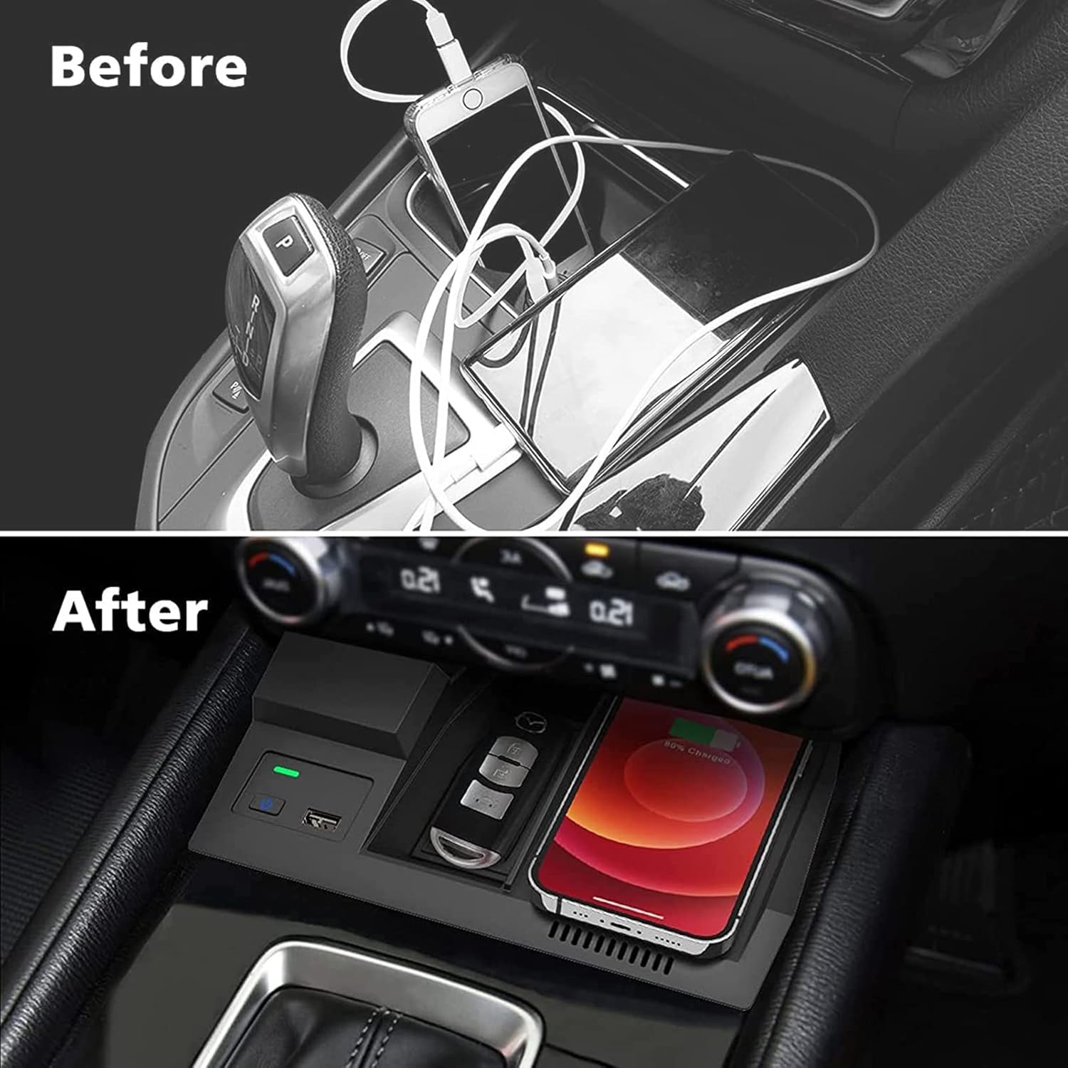 inbekea new wireless car chargerfor m azda cx 5 2017 2018 2019 202010w fast wireless phone charging padcenter console wireless charger forand any