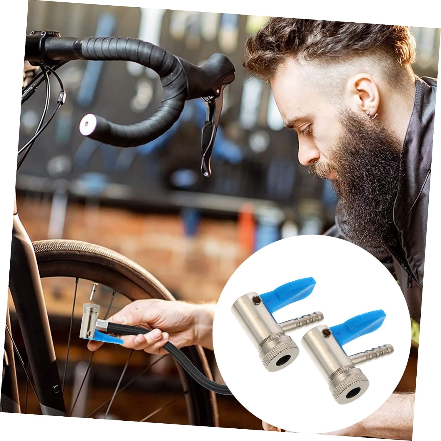 2pcs Tire Air Chuck Quick Connector Tool for Tire Inflating Compatible with Cars Motorcycles and Bicycles Durable Copper Design with Clip for Easy Sealing