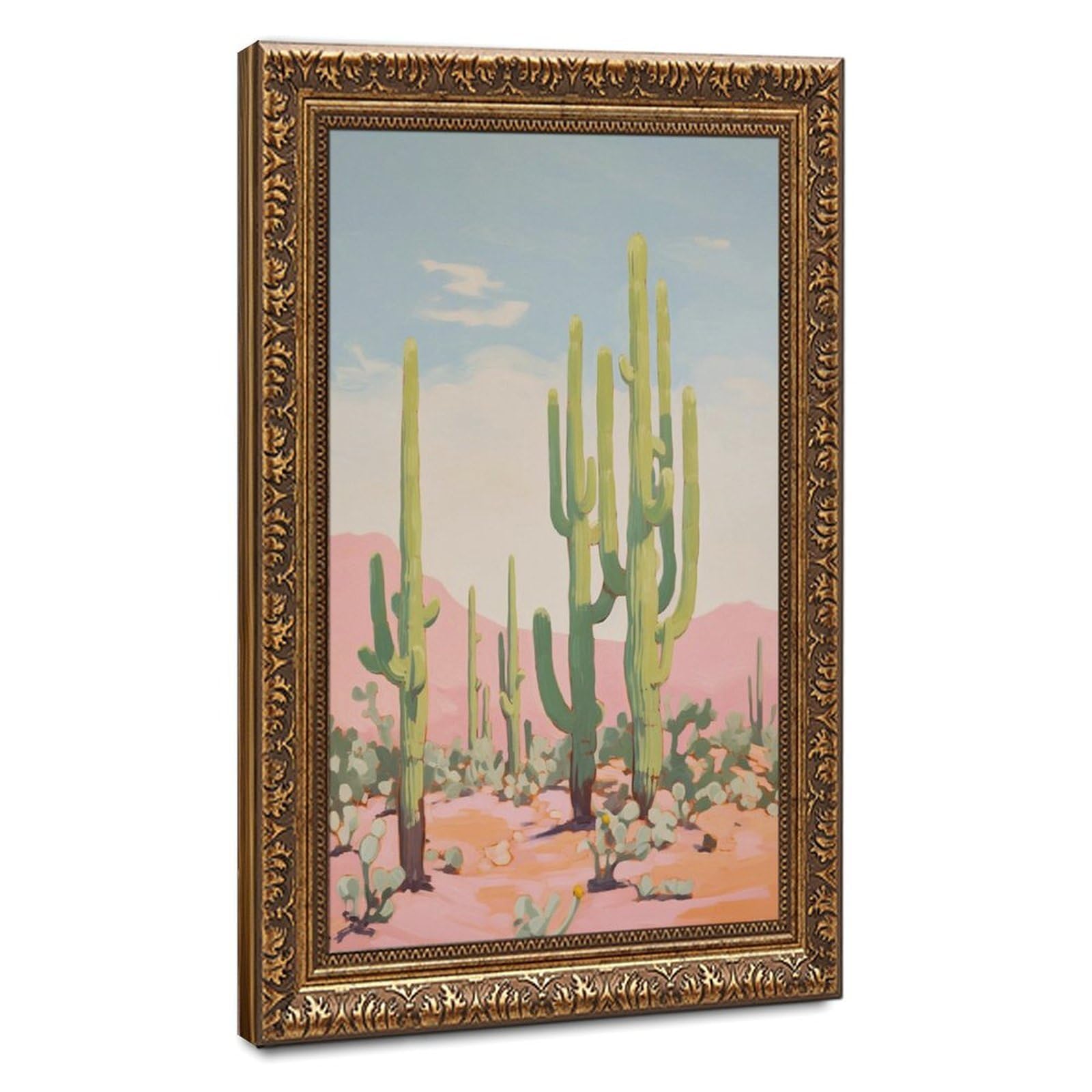 Bareronor Southwest Desert Cactus Canvas Poster Wall Art Decor Print Picture Paintings for Living Room Bedroom Decoration 16" L X 24" W
