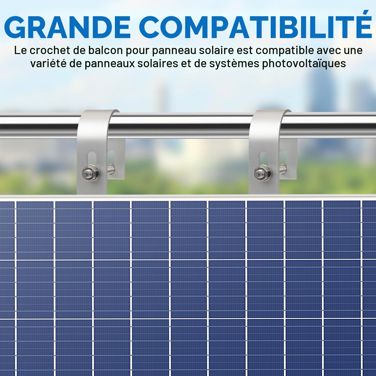 4 Pièces Fixation pour Panneau Solaire Crochets, Support Panneau Solaire, Crochet en Acier Inoxydable pour Balustrade, pour Panneau Solaire pour Fixation Sola pour Balcon