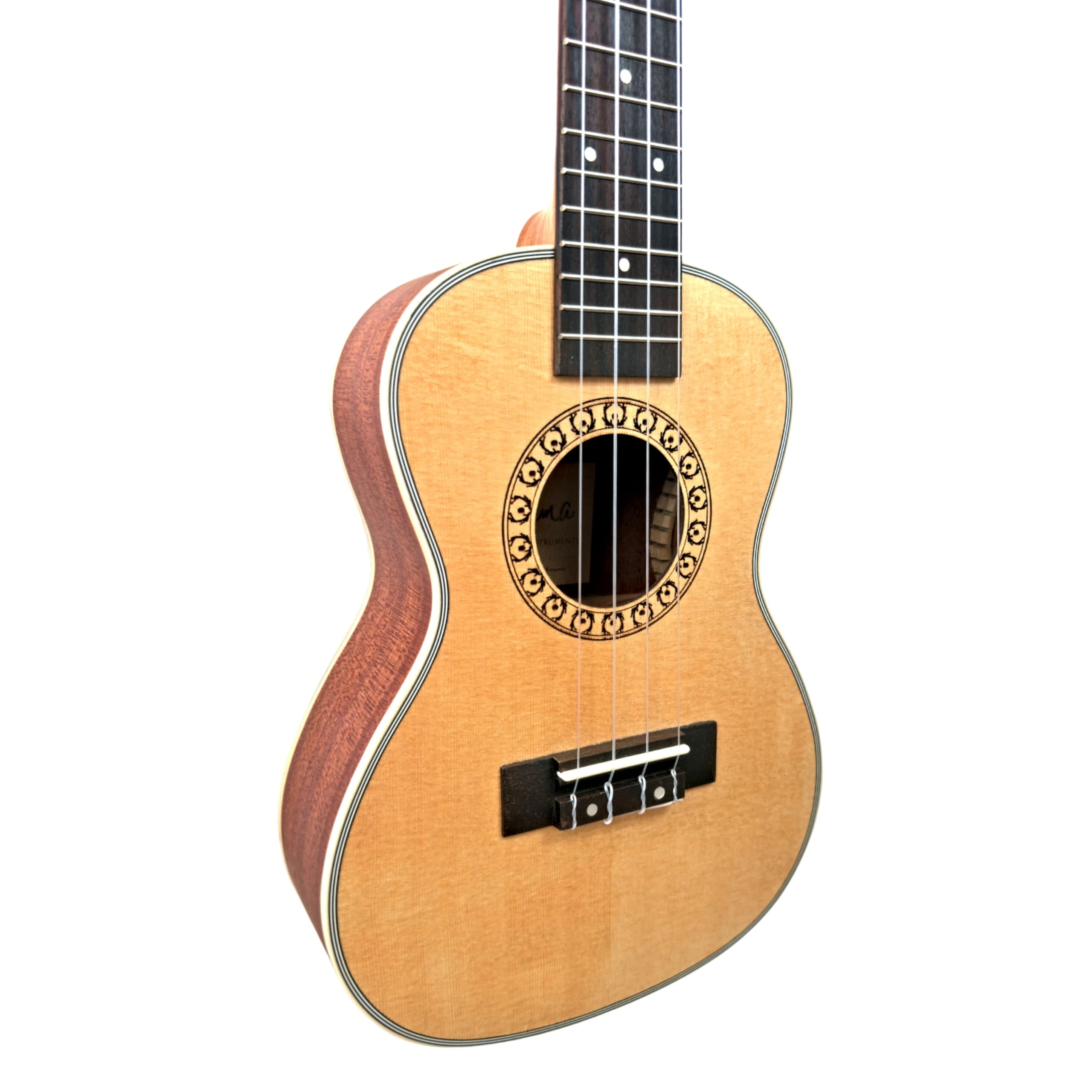 ANIMA Abeta Ukulele Concerto con tavola in abete e corpo in mogano – con custodia e metodo Ukulele per principianti e adulti
