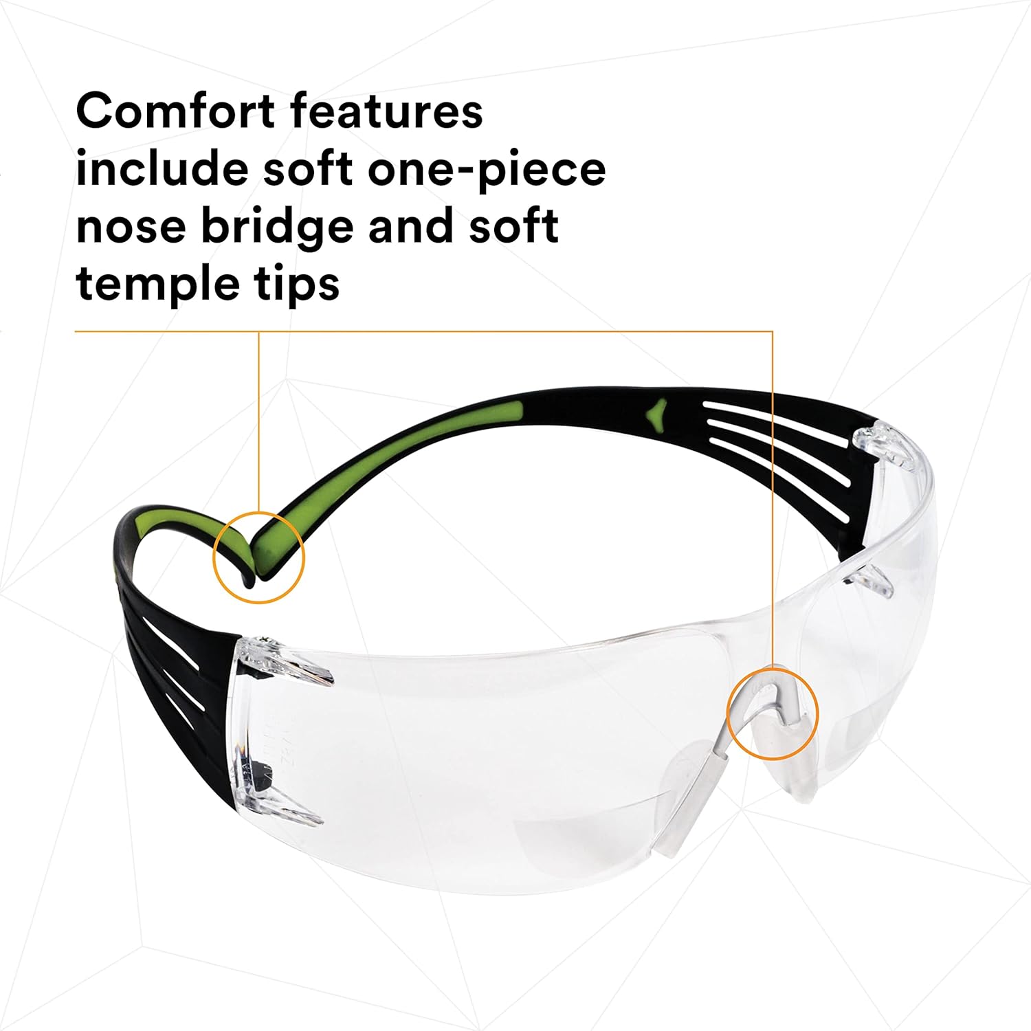3M SecureFit Protective Eyewear, Polycarbonate Frame, SF420AF 400 Series, Anti-Fog Lens, +2.0 Diopter, One Size, Clear (Pack of 20)