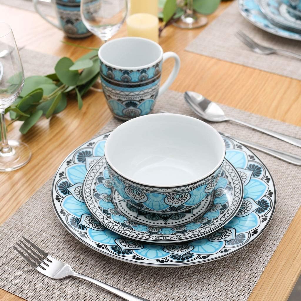 32-Piece Ceramic Porcelain Dinner Plate Tableware Set with,Dessert,Cereal Bowl,380ml Mug