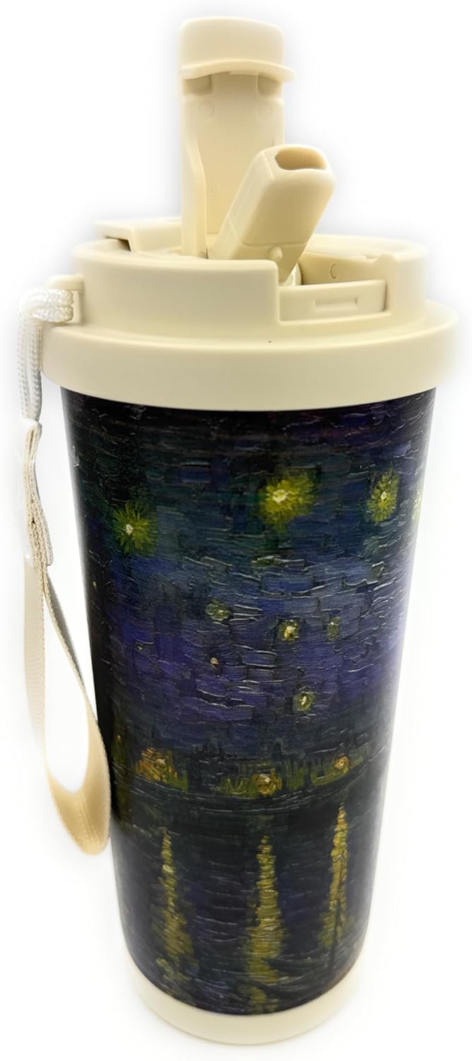 18 Ounce Steel Tumbler Starry Night Stainless Steel Mug Art Print Double Wall Water Bottle with 2 Opening Lid Fashionable Coffee Mug for Travel Great Gift for Men image 3
