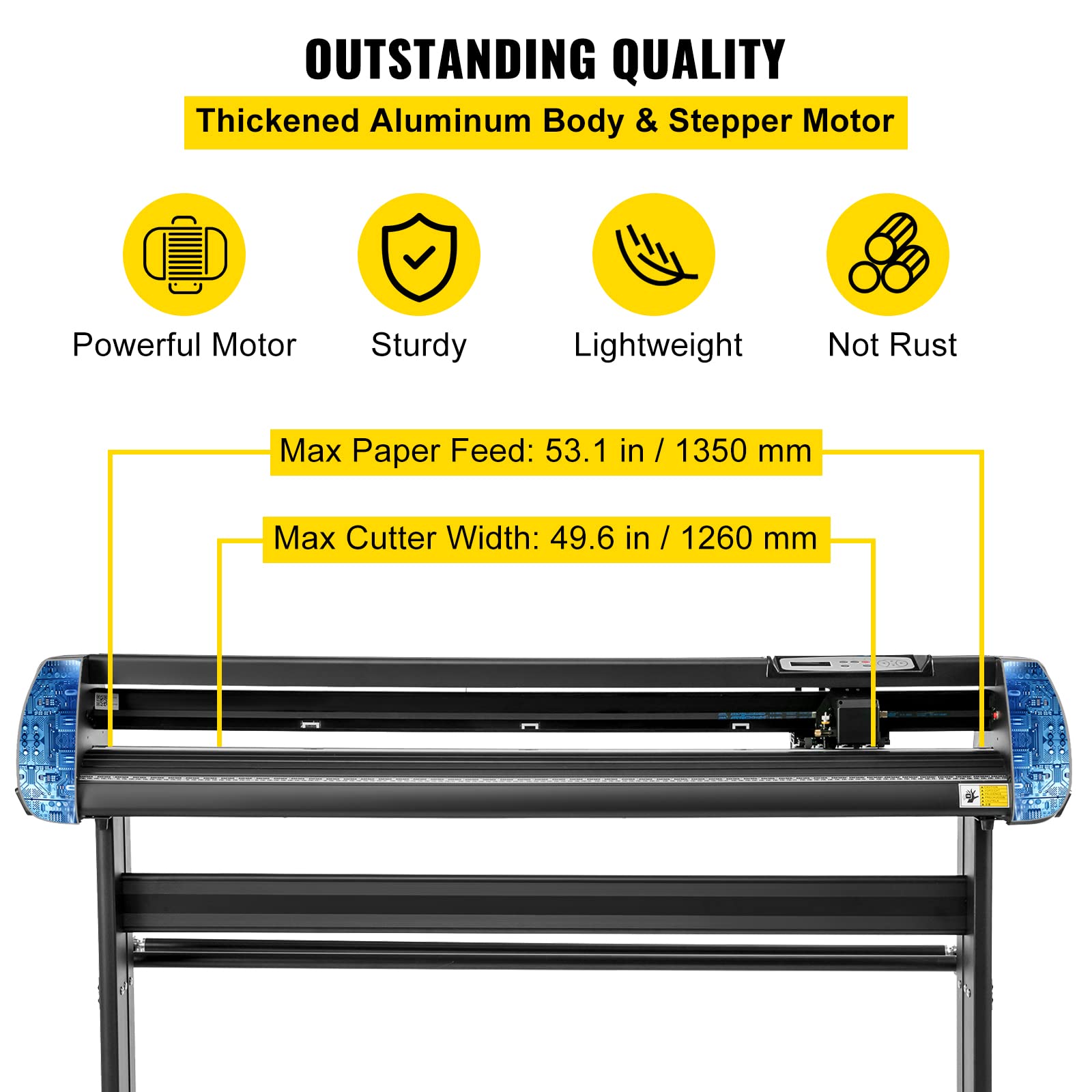 VEVOR Vinyl Schneidegerät 135 cm Max. Papierzufuhr Vinyl Schneideplotter, Manual Vinyl Drucker Plotter Schneidegerät mit Bodenständer Vinyl Plotter Einstellbare Kraft Drehzahl für Sign Herstellung