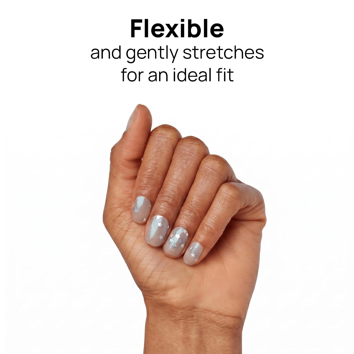 Color Street - Starry Rhythm - Sheer Blue Glitter Overlay Holographic Stars, Patriotic Collection, Nail Polish Strips - 16 Double-Ended Strips