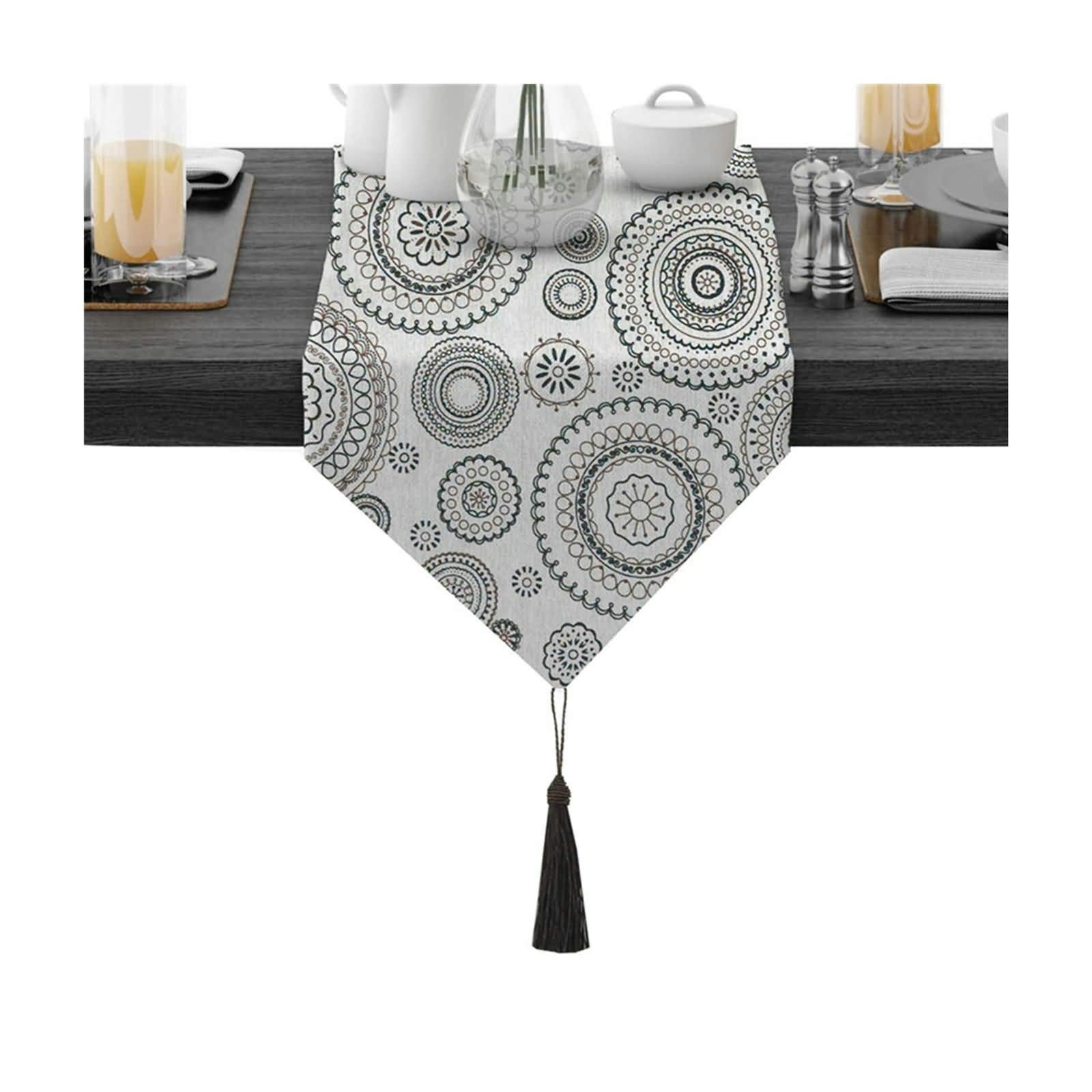 Aeici Camino de mesa de comedor de algodón, moderno, redondo, para cocina, comedor, 30,5 x 188,8 cm, moderno camino de mesa de café para sala de estar, café verde
