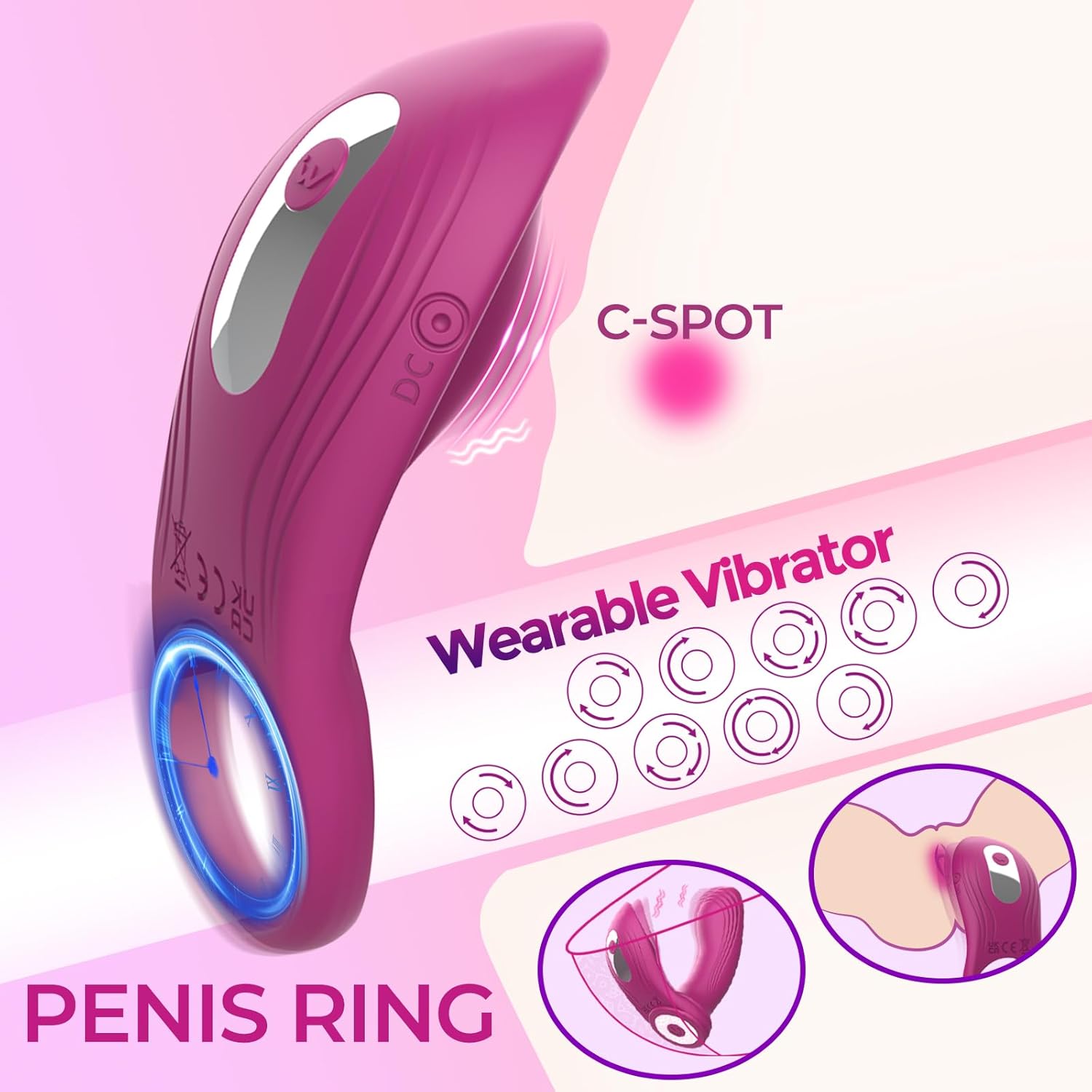 3 in 1 Wearable Vibrator with Remote Control Detachable Panty Vibrator Couples Sex Toys G Spot Clitoral Stimulator for Female Vibrating Cock Ring Prostate Massager Sexual Pleasure Tools for Women