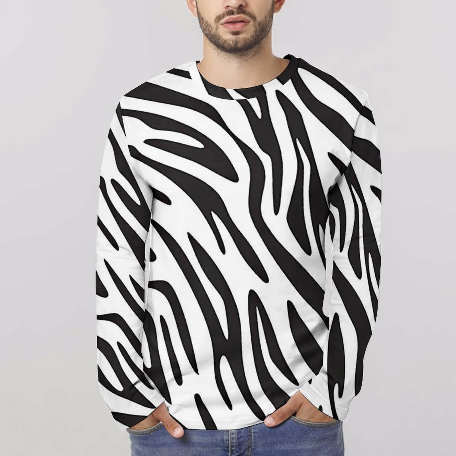 Amazon.co.jp: 長袖Tシャツ メンズ ロングスリーブ ゼブラ柄 Tシャツ