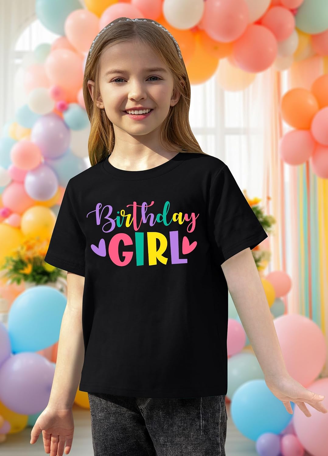 CAZYCHILD Birthday Girl Shirts Kids Birthday Party Outfit Toddler Baby Girls Gift Cute Short Sleeve Tees for 5-14Y