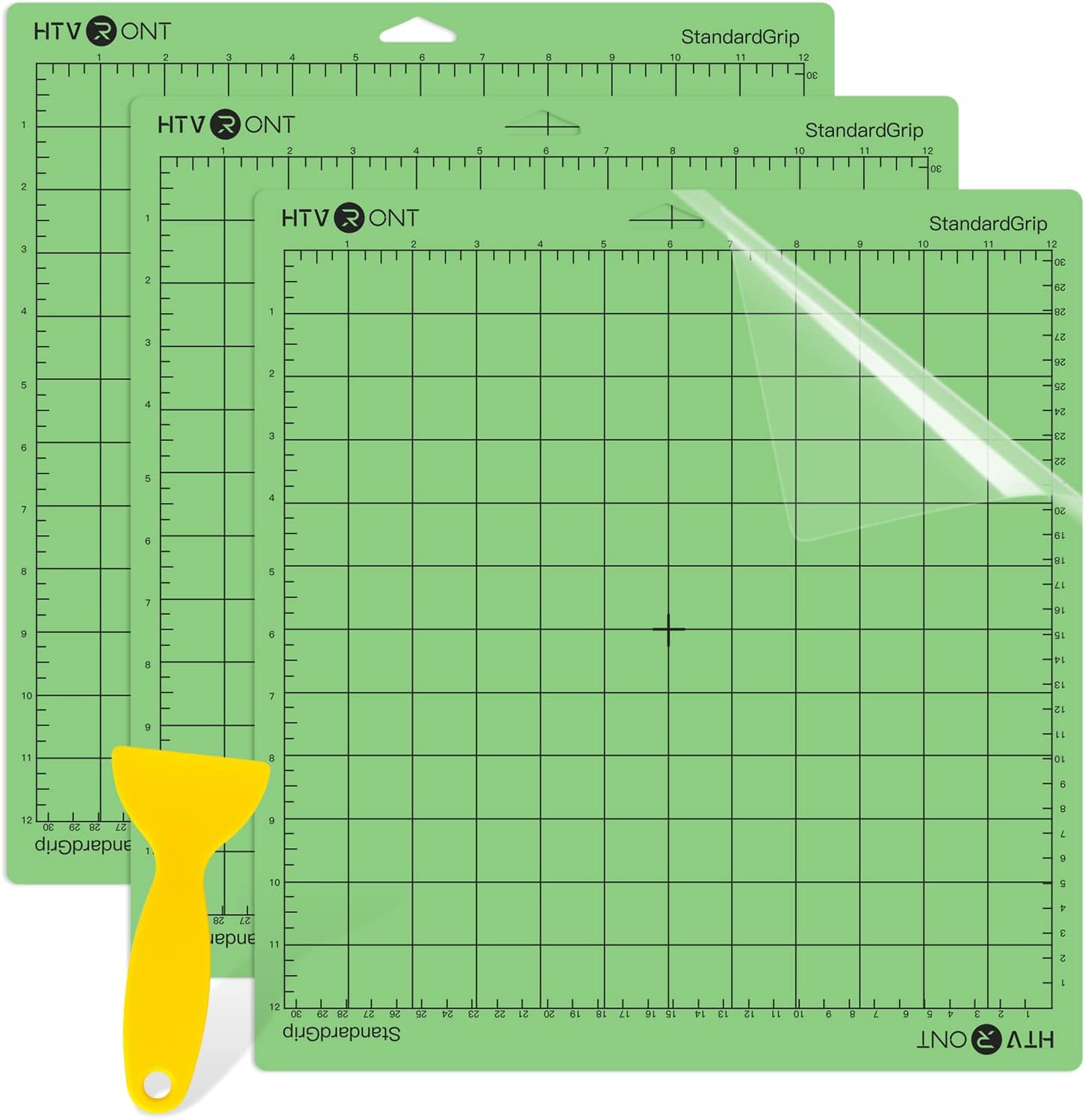 HTVRONT Standard Grip Cutting Mat for Cricut,3 Pack Cutting Mat 12x12 for Cricut Air 2/One/Maker/Explore 3,Standard Adhesive Sticky Green Quilting Mats Replacement Accessories for Cricut