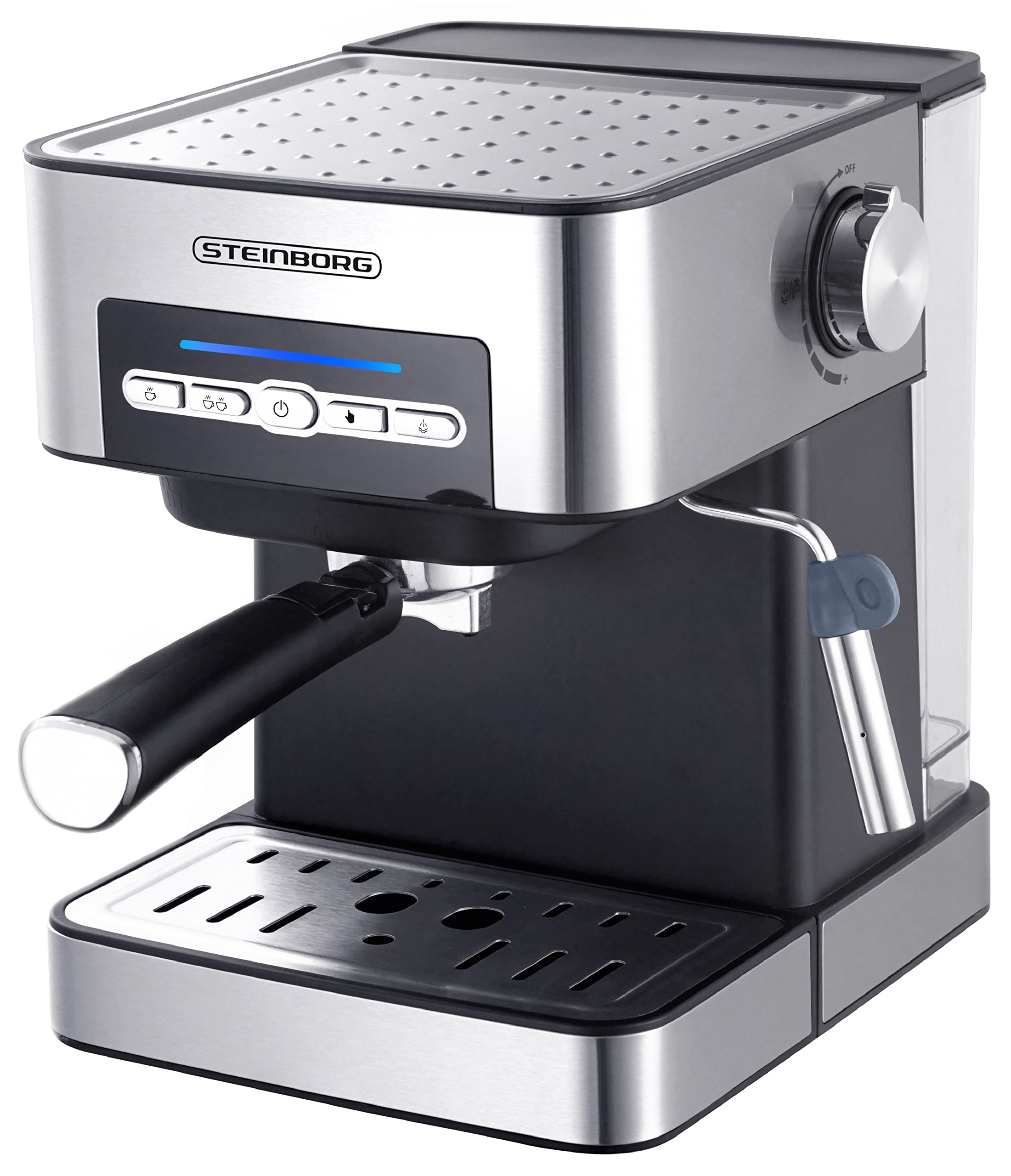 Steinborg Espressomaschine Siebträgermaschine 15 Bar 1,6 Liter Wassertank Milchaufschäumer