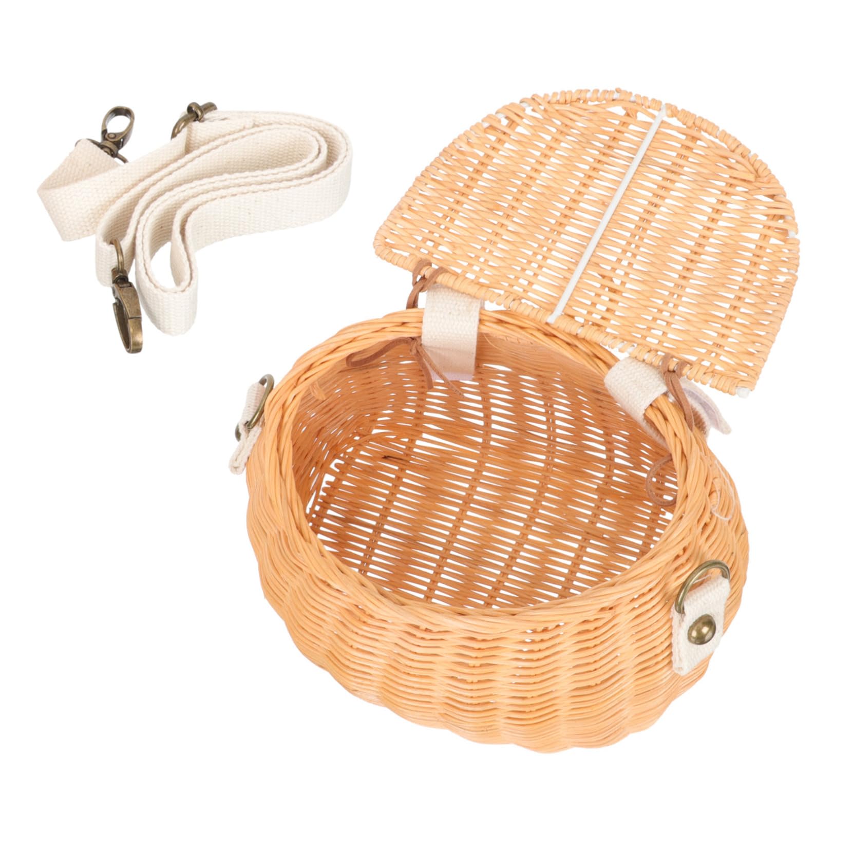 Levemolo Rattan Bike Basket for Woven Crossbody Bag Adorable Stylish Design for Unique Rattan Hanging Basket for Fun Adventures